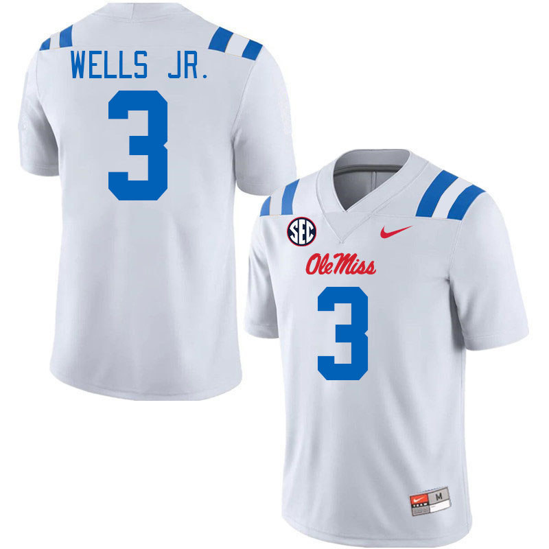 Men #3 Antwane Wells Jr. Ole Miss Rebels 2024 New Uniforms College Football Jerseys Stitched-White